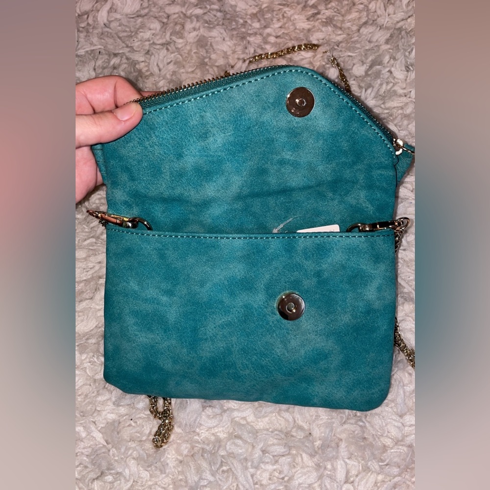 NWT Anthropologie Suede Turquoise Crossbody Bag - Picture 4 of 6